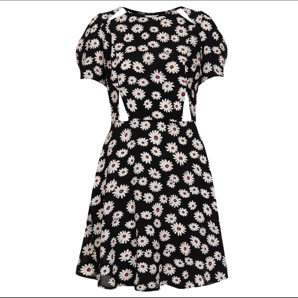 Topshop Black Floral Cutout Mini Dress